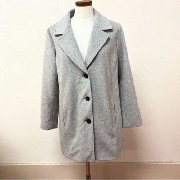 J. Jill Women’s Wool Blend Mid Length Pea Coat In Gray Sz M - Picture 1 of 7